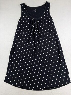 Lands’ End‎ Polka Dot Swing Tank Top Women’s Large 14-16 Black White Cotton
